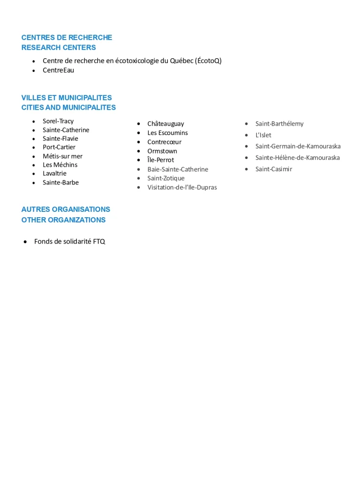 Alliance saint-laurent / magtogoek liste des appuis 2026